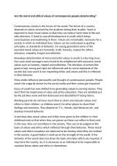 Are the moral and ethical values of contemporary people deteriorating?