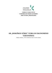 AB „Rokiškio sūris” veiklos ekonominis vertinimas