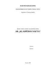 Įmonės veiklos analizė: naftos produktų perpylimas "Klaipėdos nafta"