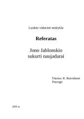 Jonas Jablonskis, jo sukurti naujadarai 1 puslapis