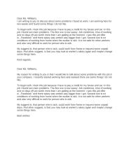 Letter about the problems at work