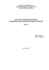 Lietuvos kredito sistemos galimybių privačiam sektoriui analizė