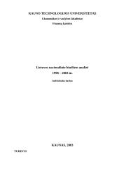 Lietuvos nacionalinio biudžeto analizė 1998 – 2003 metais