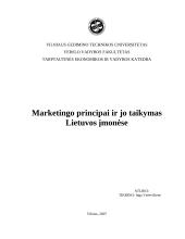 Marketingo principai ir jo taikymas Lietuvos įmonėse