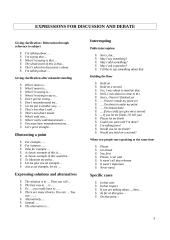 EXPRESSIONS FOR DISCUSSION AND DEBATE  5 puslapis