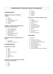 EXPRESSIONS FOR DISCUSSION AND DEBATE  7 puslapis