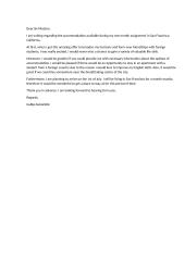 Semi-formal letter about accommodation