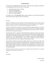 Informal letter. Exchange student