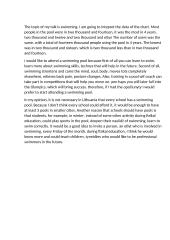 Speech about swimming