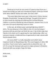 UNICEF children race letter