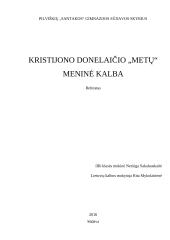 Kristijono Donelaičio „Metų“ meninė kalba