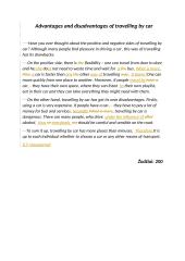 Advantages and disadvantages of travelling by car