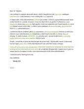 Complaint letter about the stereo