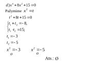 Lygtys, kurios sprendžiamos įvedant naują nežinomąjį (uždaviniai) 3 puslapis