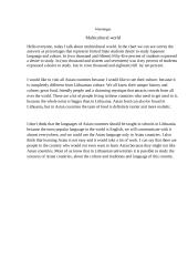 Monologas. Multicultural world