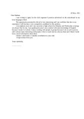 Letter for a job