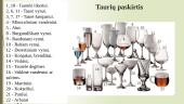 Stalo serviravimas. Stalo įrankiai. Įrankių kalba. Taurės ir jų paskirtis 13 puslapis