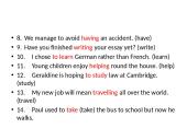 Gerunds/infinitives 12 puslapis