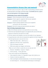 Argumentative Essays (for and against)  
