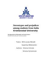 Stereotypes and prejudices among students from India