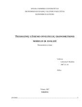 Tiesioginių užsienio investicijų ekonometrinis modelis ir analizė