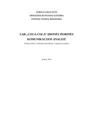 UAB „Coca-Cola“ įmonės išorinės komunikacijos analizė