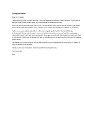 Complaint letter to a travel company
