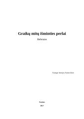 Graikų mitų išminties perlai (referatas)