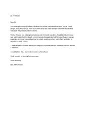 Letter of complaint about a coat