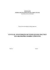Gyvulių anatomijos ir fiziologijos dalyko savarankiško darbo užduotis