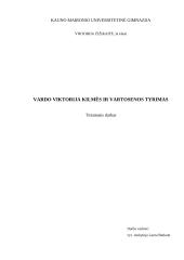 Vardo Viktorija kilmės ir vartosenos tyrimas 1 puslapis