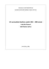 Lietuvos Respublikos (LR) nacionalinio biudžeto analizė 2003–2006 metais
