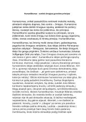 Humaniškumas – esminis žmogaus gyvenimo principas (rašinys)