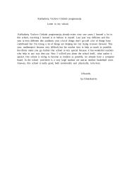 Letter to my school
