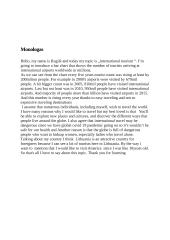 International tourism monologue