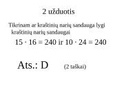 2 kontrolinis darbas 8 klasė. Tarpusavyje susiję dydžiai 3 puslapis