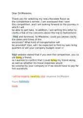 Formal letter (winning competition)