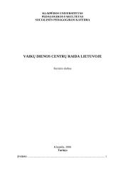 Vaikų dienos centrų raida Lietuvoje 1 puslapis