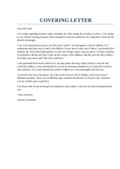 Covering letter (summer camp counsellor ad)