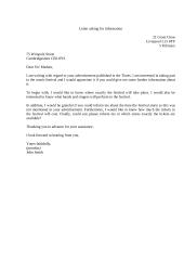 Letter asking for information