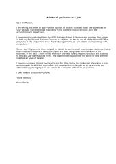 Letter of application for a job