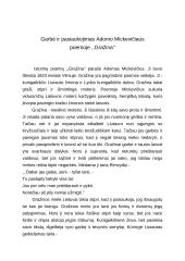 Garbė ir pasiaukojimas Adomo Mickevičiaus poemoje ,,Gražina’’