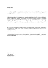 Letter of application for a job of receptionist