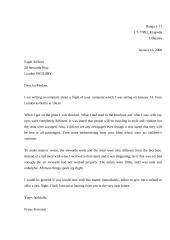 Letter of complain about a flight