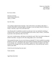 Letter: application letter for a teacher position