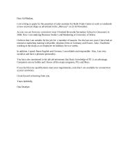 Formal letter about a sales assistant position