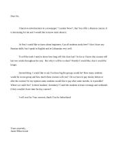 Formal letter about Russian language lessons