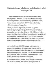 Mano atsakymas piliečiams, nusiteikusiems prieš narystę NATO