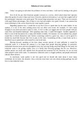 Pollution of lakes and rivers