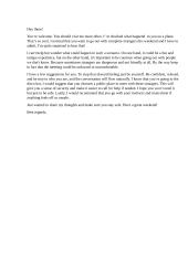 Letter - plans for the weekend